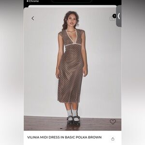 ISO of Vilinia midi dress in basic polka brown in size XXS, XS, S, M